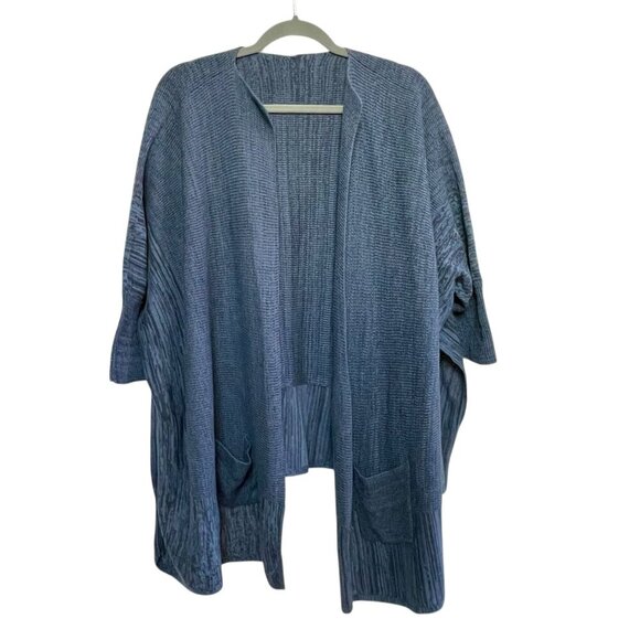 Marla Wynne Linen Cotton Sweater Blue Gray Open Front Soft Knit Neutral Women 2X - Picture 16 of 16